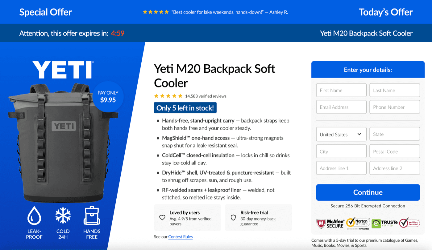 Yeti Blue — Product Landing Page
